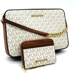 Michael Kors Large EW Crossbody Bag & Jet Set Travel MD ZA Card Case Wallet